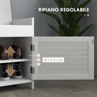 Banco zapatero de MDF con cojín para 8 pares, gris