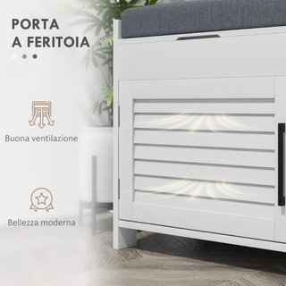 Banco zapatero de MDF con cojín para 8 pares, gris