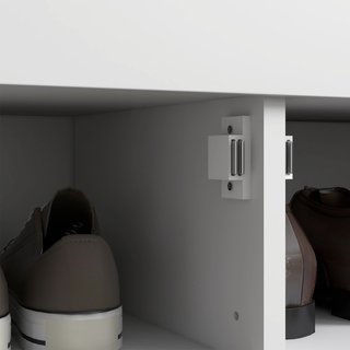 Banco zapatero de MDF con cojín para 8 pares, gris