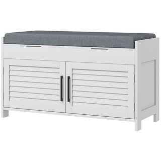 Banco zapatero de MDF con cojín para 8 pares, gris