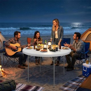 Mesa plegable de acampada de metal y HDPE, Ø120 cm
