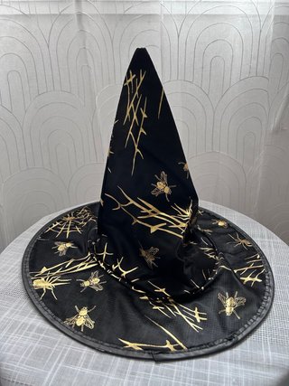Sombrero de Bruja Negro y Dorado