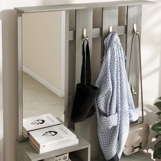 Muebles de entrada con perchero, espejo y zapatero