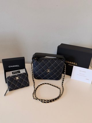 Bolso y monedero Chanel denim azul