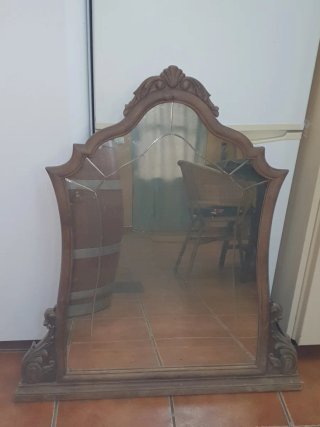 Espejo antiguo madera y cristal
