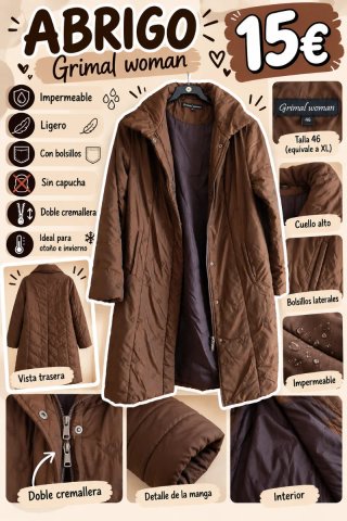 Abrigo Grimal woman marrón talla 46