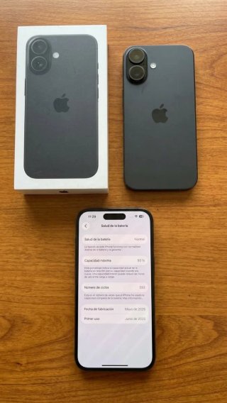 - iPhone 16 128GB Negro 93% Salud Batería