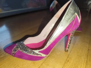 Zapatos de tacón Lolita Blu fucsia y plata