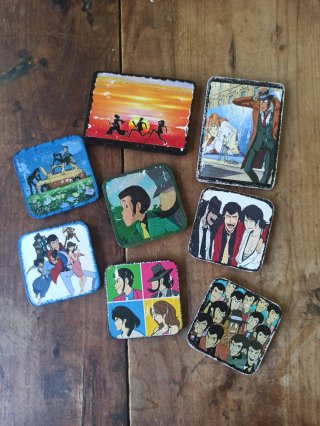 Lotto calamite magneti legno Lupin III anni 80