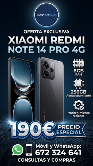 Xiaomi Redmi Note 14 Pro 4G 256GB Negro