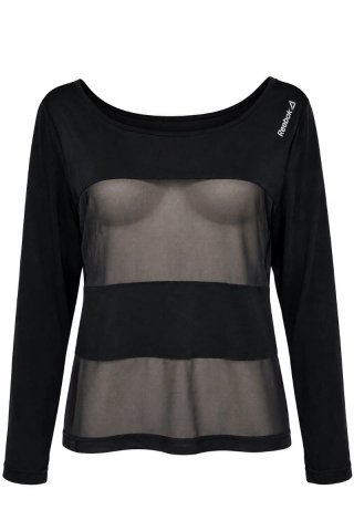 Maglia sportiva Reebok nera con inserti in mesh