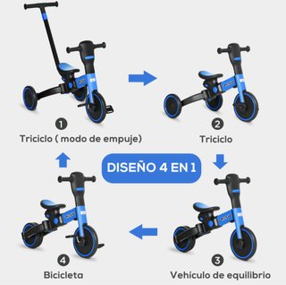 Triciclo HOMCOM 4 en 1 Bebé Evolutivo
