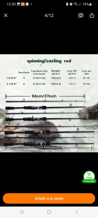 Caña Spinning  M 2.10m 10-35g 4.5kg