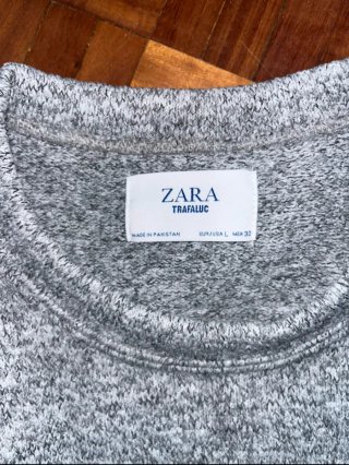 Jersey Zara gris fruncido mangas talla L