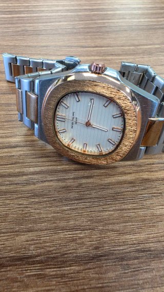 Reloj Estilo Patek Philippe Oro Rosa y Plata