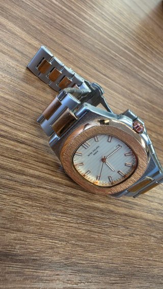 Reloj Estilo Patek Philippe Oro Rosa y Plata