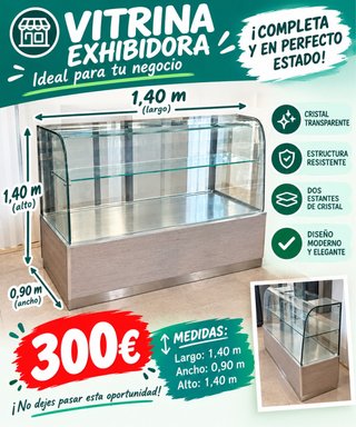Vitrina Exhibidora 1,40m x 0,90m x 1,40m