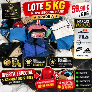 Lote 5 KG Ropa Second Hand Grade A  Vintage