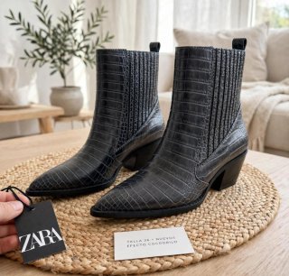 Botines Zara Gris Efecto Cocodrilo Talla 36