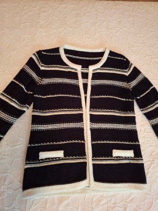 Chaqueta de punto rayas blanco y negro
