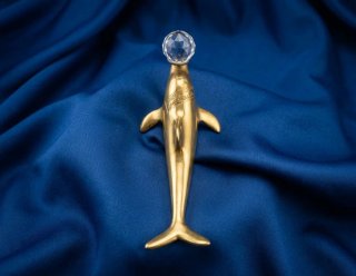 Delfino Vintage Oro 24K e Cristallo - Anni 80/90