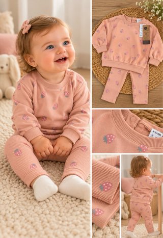 Conjunto bebé niña fresas rosa 12 meses