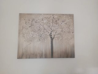 Cuadro árbol decorativo beige y plata