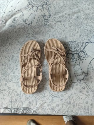 Sandalias Trenzadas Beige Talla 38