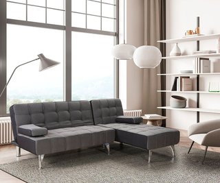 Sofá Cama de Terciopelo Gris