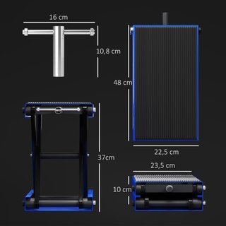 Elevador de moto de metal y caucho en azul y negro