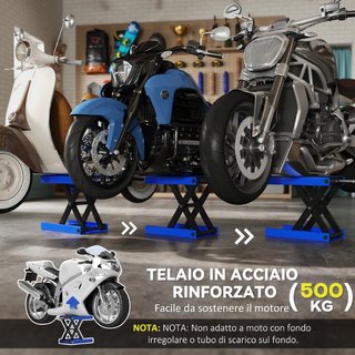 Elevador de moto de metal y caucho en azul y negro