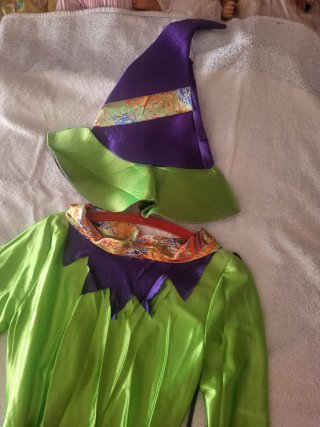 Disfraz Bruja Verde y Morado Talla 6
