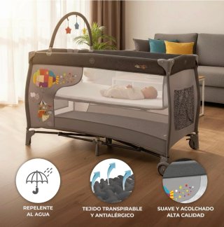 Cuna de Viaje Plegable Gris