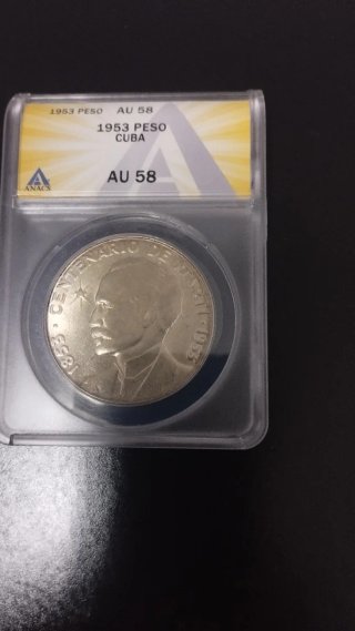 Moneda 1 Peso Cuba 1953 Centenario Martí