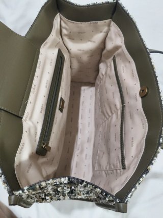 Bolso Guess tejido multicolor y verde oliva