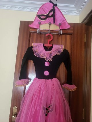 Disfraz Carnaval Niña Rosa y Negro