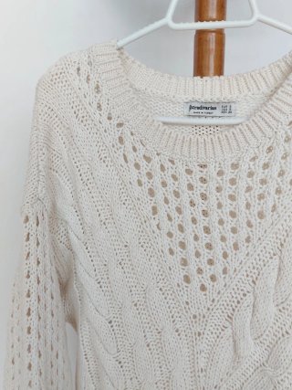 Jersey Stradivarius calado trenzas beige S