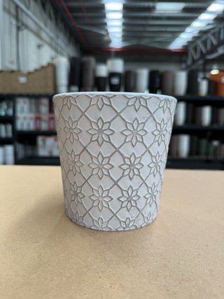 Confezione da 4 Vasi in Ceramica Grigio e Bianco 12cm
