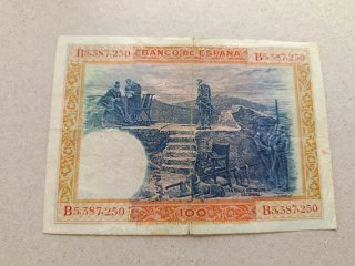 Lote 2 Billetes 100 Pesetas 1925 sello seco