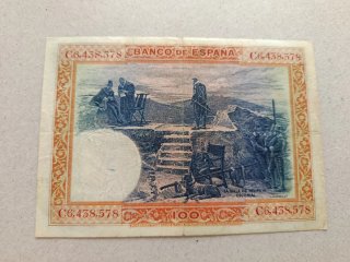 Lote 2 Billetes 100 Pesetas 1925 sello seco