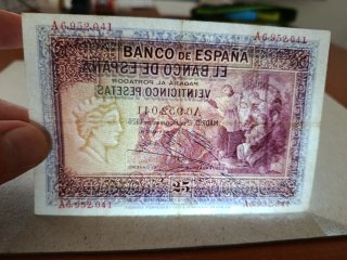 Billete 25 Pesetas 1926 sello seco