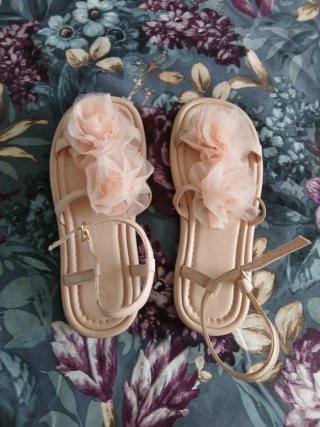Sandalias niña salmón flores t.35 nuevas