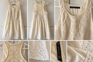 Vestido Zara encaje crochet boho crema Talla M