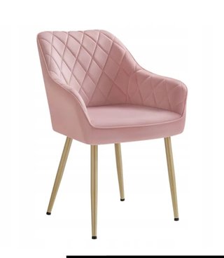 Silla terciopelo rosa con patas doradas