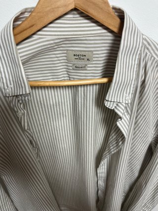 Camisa Boston Rayas Beige/Blanco Talla XL