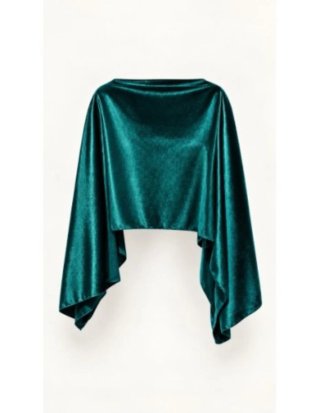 Capa o chal de terciopelo verde azulado