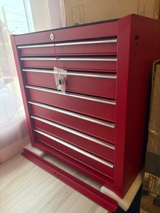 Carro de herramientas / taller rojo con estantería