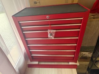 Carro de herramientas / taller rojo con estantería
