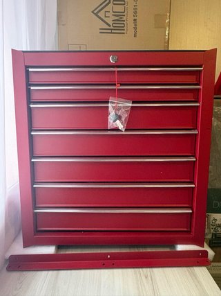 Carro de herramientas / taller rojo con estantería