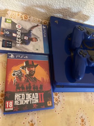 PS4 (PlayStation 4) azul+ 2 Mandos y Juegos